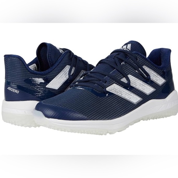 Adidas Adizero Afterburner 8 Turf Baseball Athletic Sneaker Navy/White Size 12.5 - Picture 1 of 10